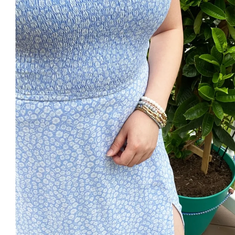 Abercrombie & Fitch Light Blue Smocked Top with Ruffle Trim - Picture 2 of 5
